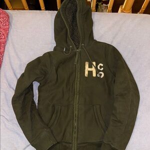 Hollister Olive Green Sherpa-Lined Hoodie